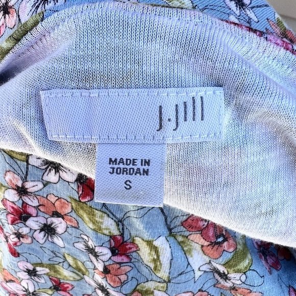 J. Jill Dress Layered Comfort Floral Stretch Pockets Spring Blue Size Small - Picture 7 of 10